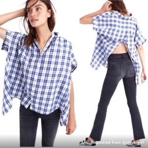 Madewell Central Plaid Split Back Button Front Top